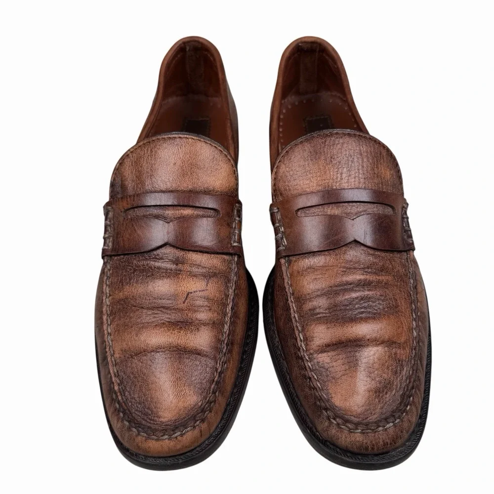 Franco Cuadra Shoes Mens Size 27.5 Brown Leather Loafers Slip‎ On Shoes